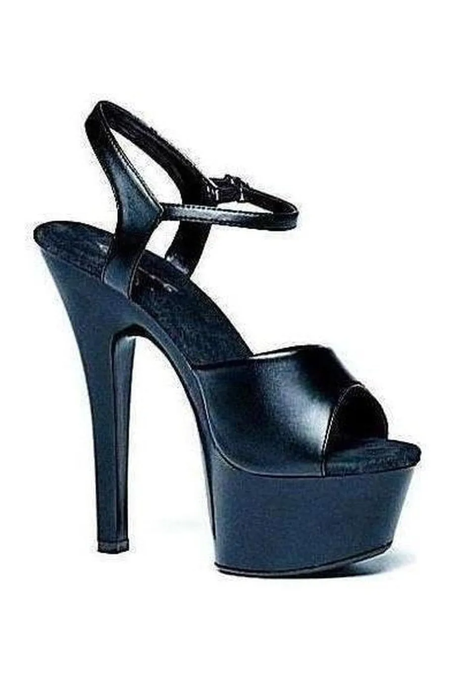 601-JULIET-R Platform Sandal  | Black Leather