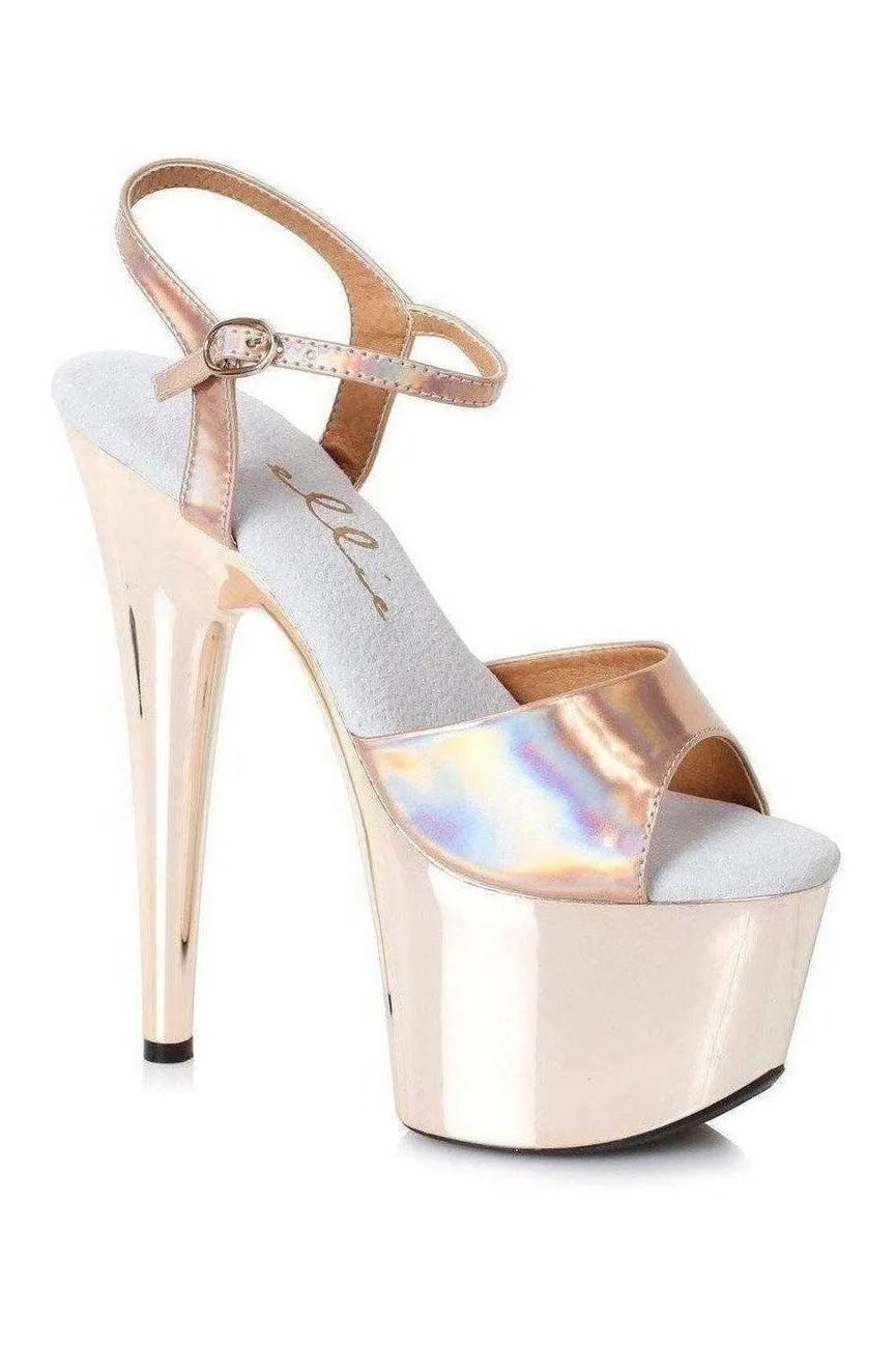 709-BRIA Platform Sandal  | Gold Faux Leather