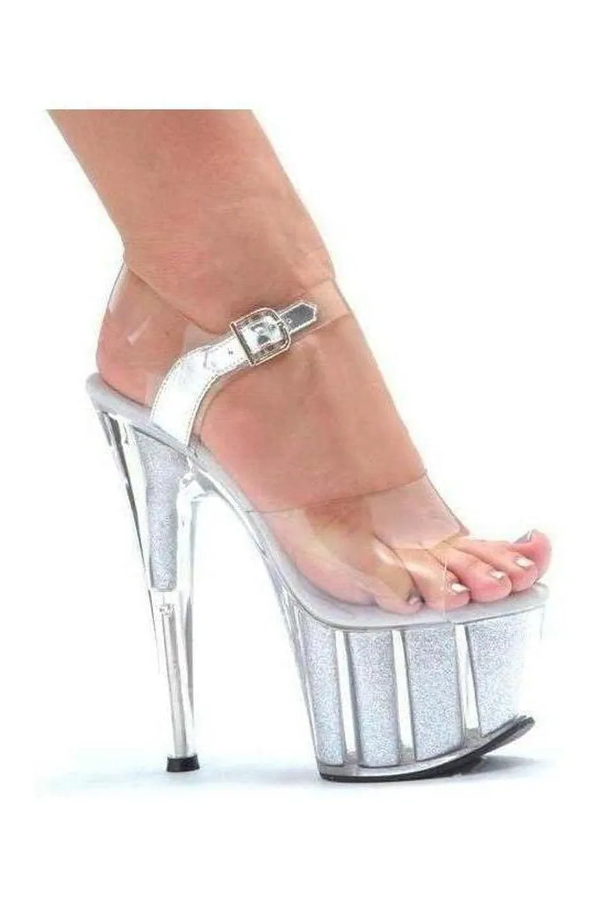 709-GLITTER Platform Sandal  | Clear Vinyl