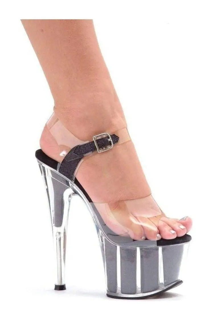 709-GLITTER Platform Sandal  | Clear Vinyl