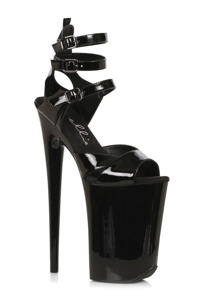 909-ATHENA Sandal | Black Faux Leather
