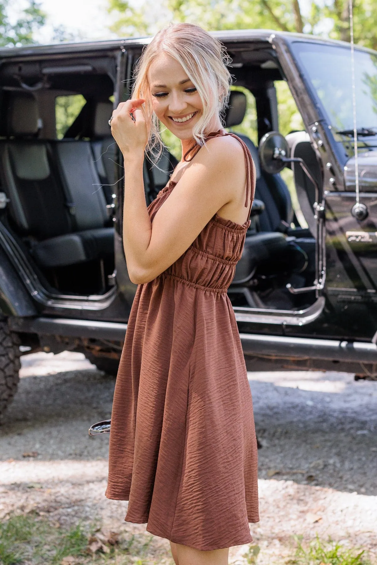 Ain't She Darling Mini Dress- Mocha