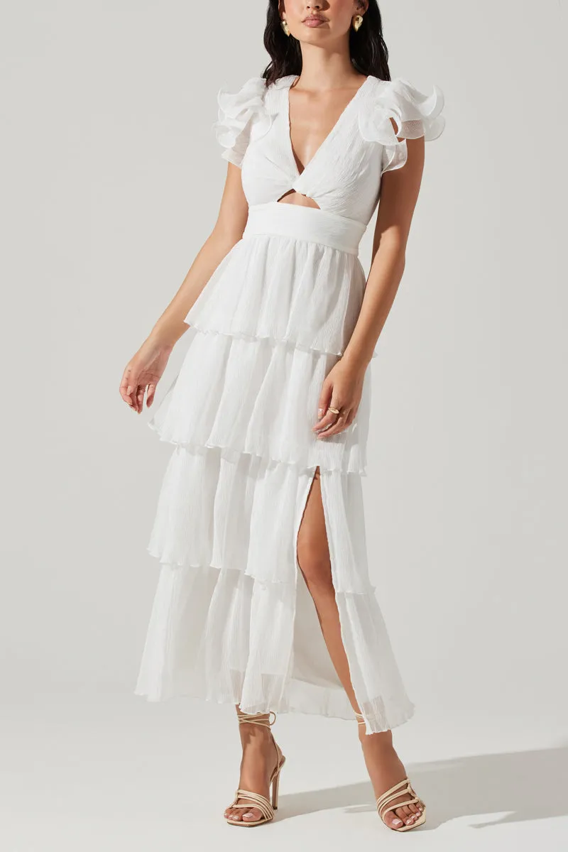 ASTR Emporia Pleated Tiered Midi Dress