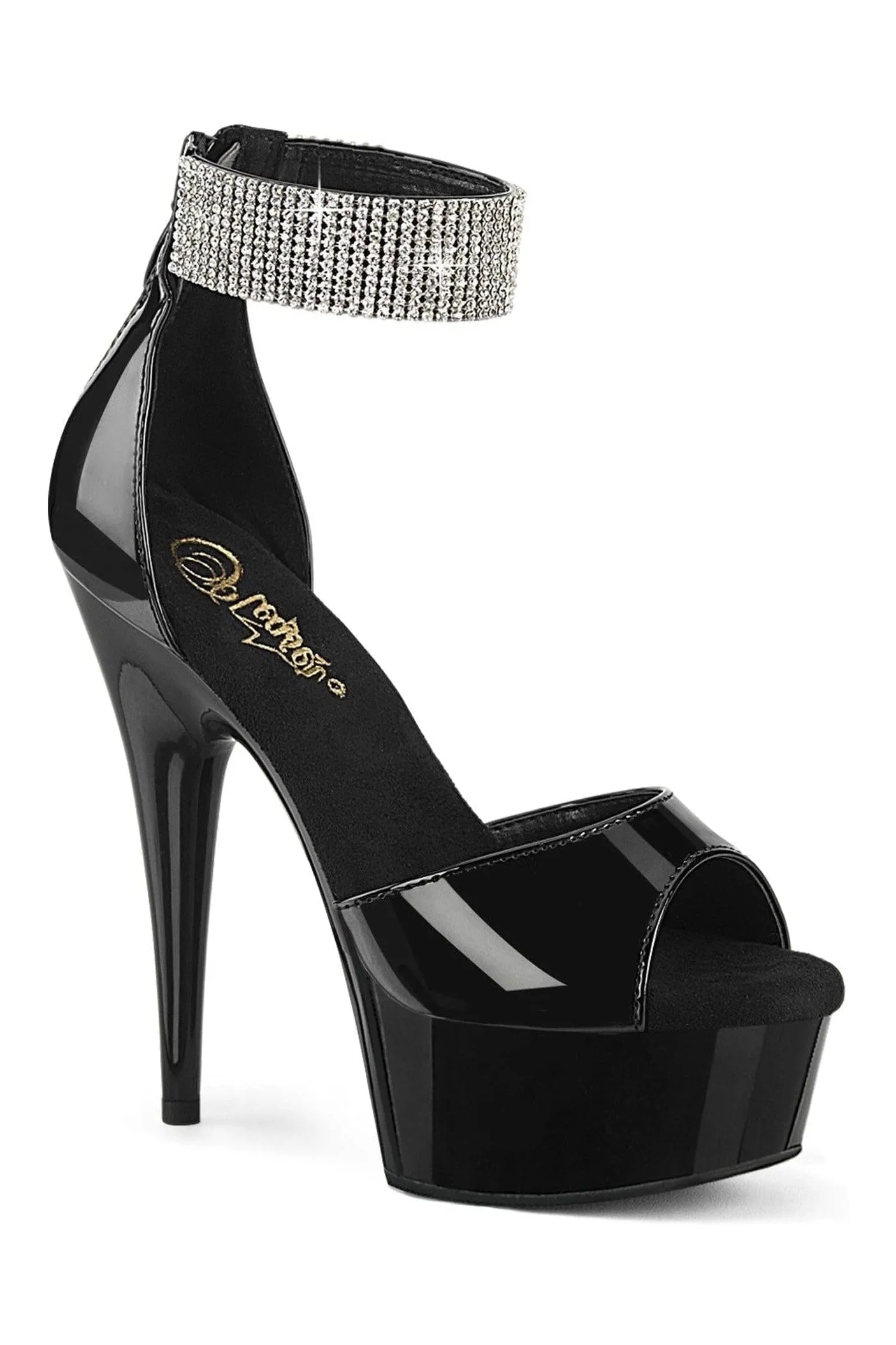 DELIGHT-625 Black Patent Sandal