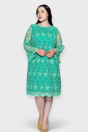 Elena Turquoise Lace Bell Sleeve Dress
