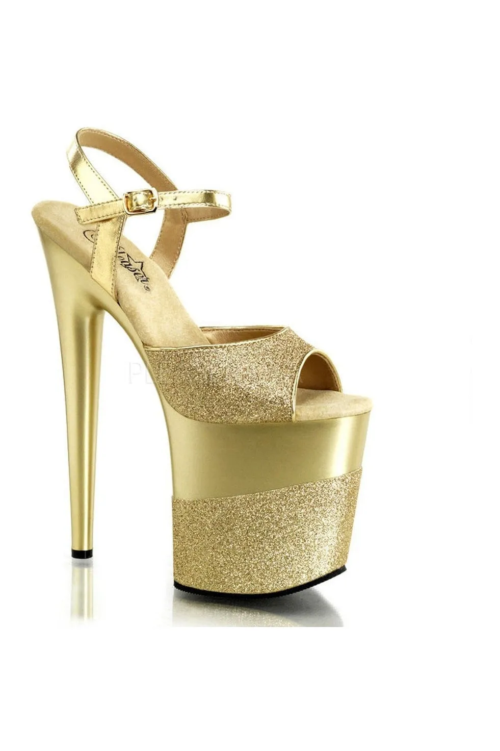 FLAMINGO-809-2G Platform Sandal  | Gold Glitter