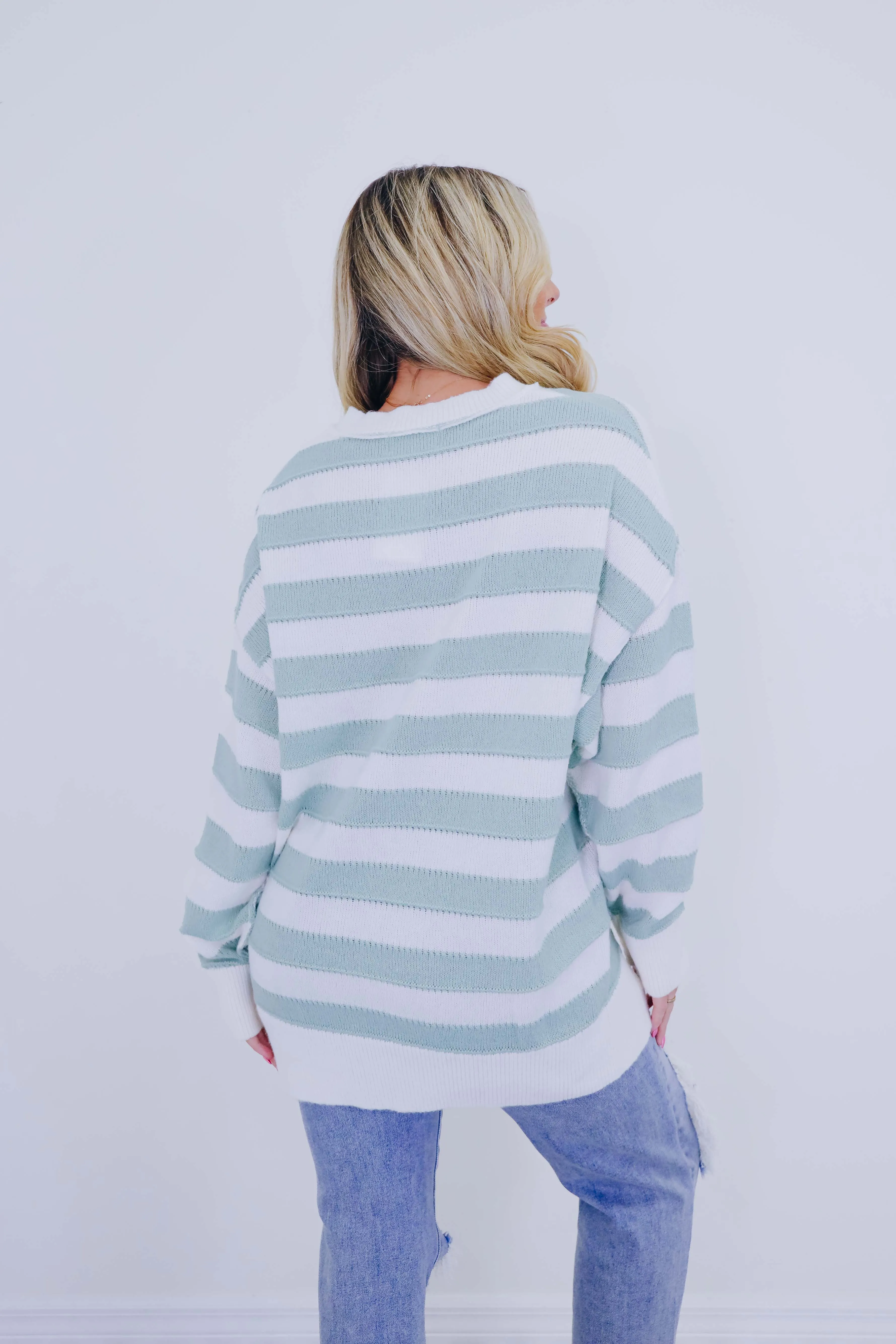 ***Huggable Henley Striped Sweater - 4 Colors SAMPLE