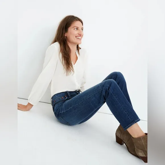 Madewell The Perfect Vintage Crop Jean in Barnsdale Wash Button-Front Edition