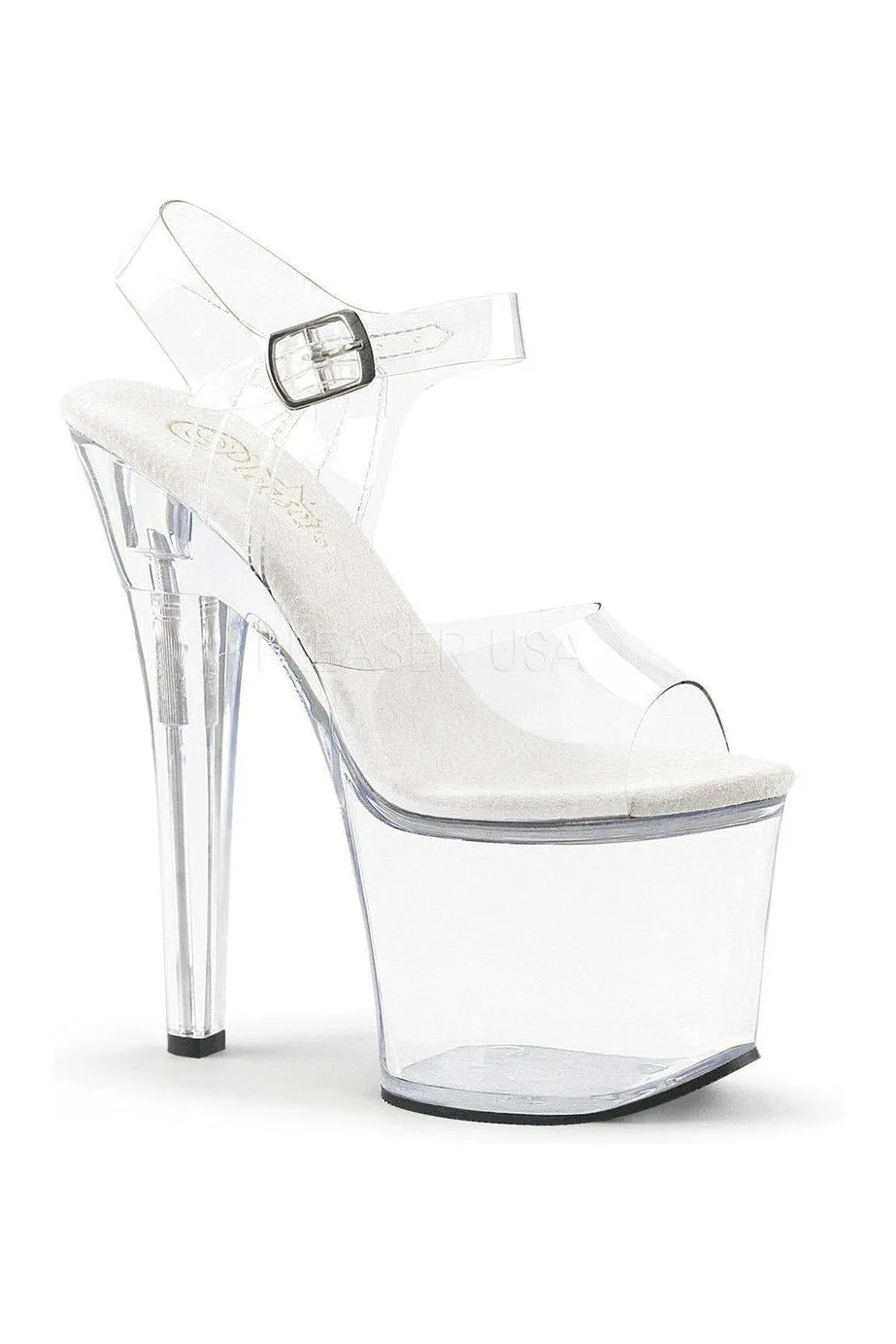 RADIANT-708 Platform Sandals | Clear Vinyl