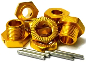 T10063 1/8 RC Buggy M17 17mm Alloy Wheel Hubs Adapter Nut Pin Yellow x 4