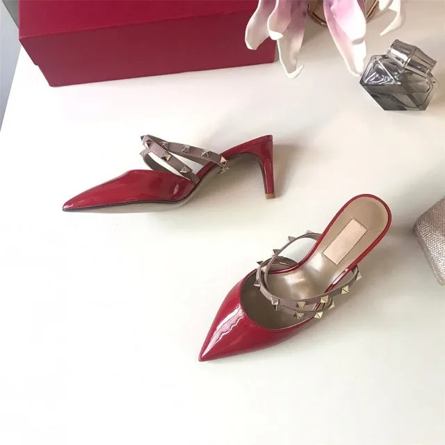 Women's Pumps Genuine Leather Shoes Pointed Toe Party Pumps New Fashion Dress Shoes Hot Sell Thin Heels Ladies Sandals