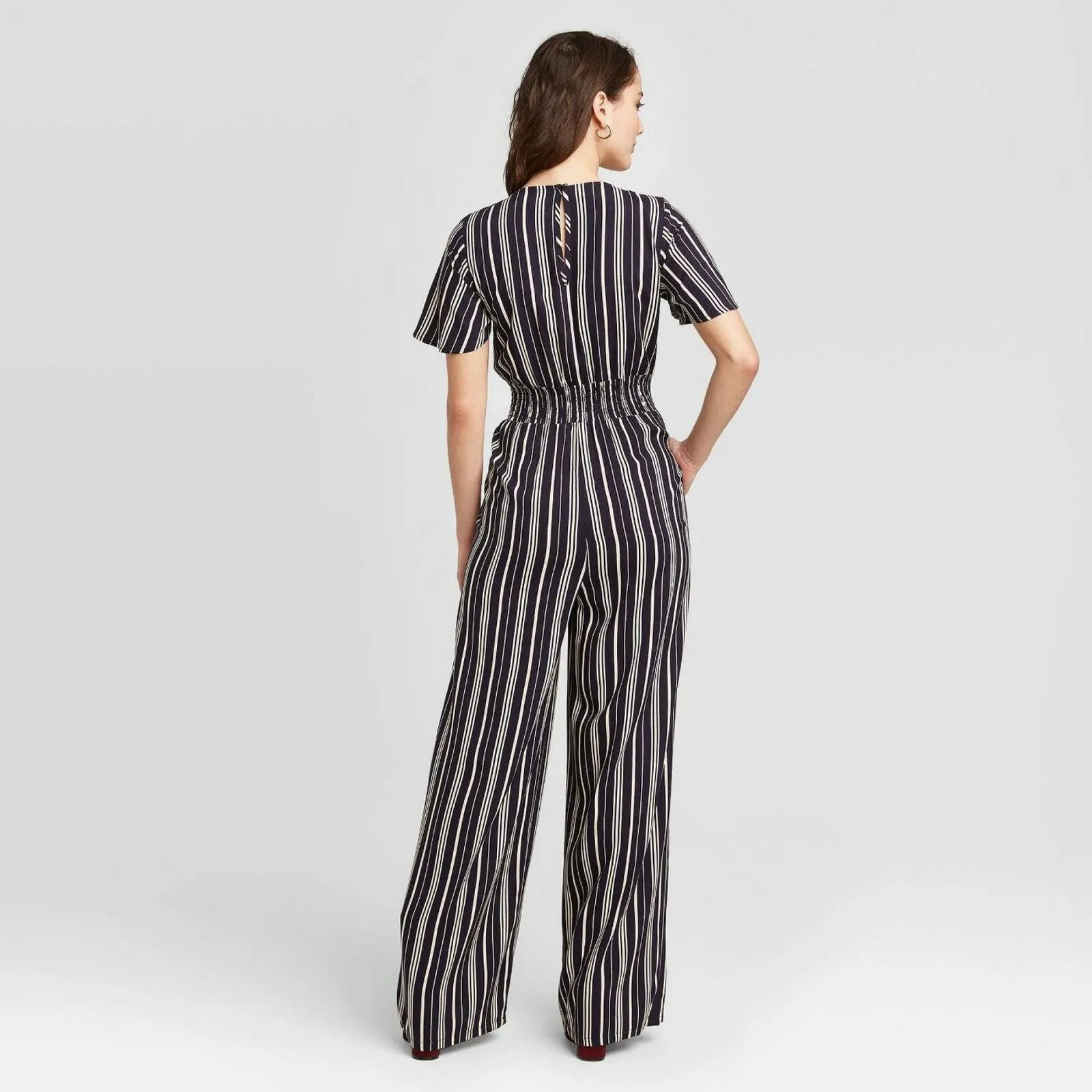 Xhilaration Short Sleeve V-Neck Tie Front Cutout Jumpsuit